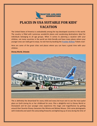 PLACES IN USA SUITABLE FOR KIDS’ VACATION