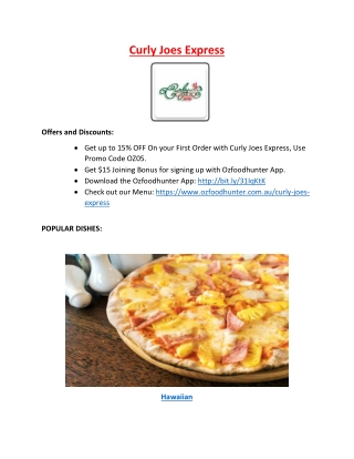 15% - Curly Joes Express Menu - Fitzroy North Takeaway Restaurant , Vic
