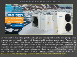 Best Heat Pumps For Cold Climates - Arctic Heat Pump