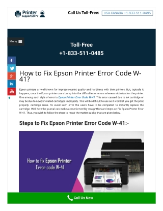 How to Fix Epson Printer Error Code W-41 By Expert