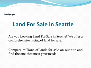 Land For Sale in Seattle
