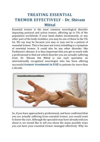 Treating Essential Tremor Effectively - Dr. Shivam Mittal