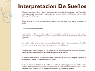 Interpretacion De Sueños