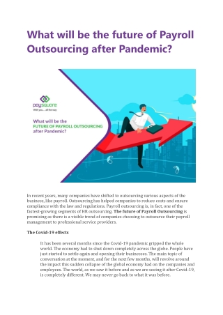 What will be the future of Payroll Outsourcing after Pandemic?