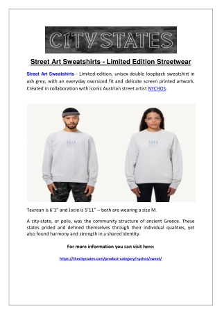 Street Art Sweatshirts - Limited Edition Streetwear