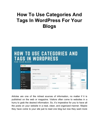 How To Use Categories And Tags In WordPress For Your Blogs