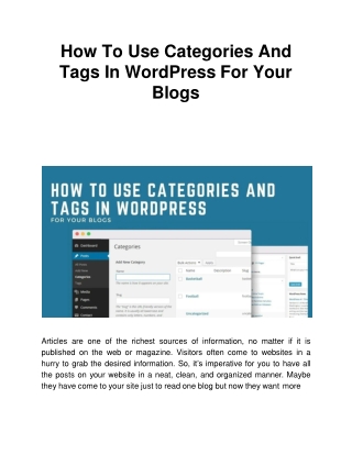 How To Use Categories And Tags In WordPress For Your Blogs