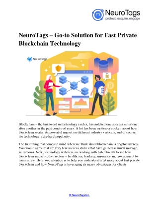 NeuroTags – Go-to Solution for Fast Private Blockchain Technology