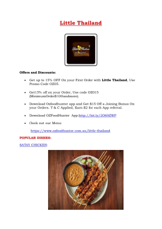 15% Off - Little Thailand Menu - Thai Restaurant Croydon Park, NSW