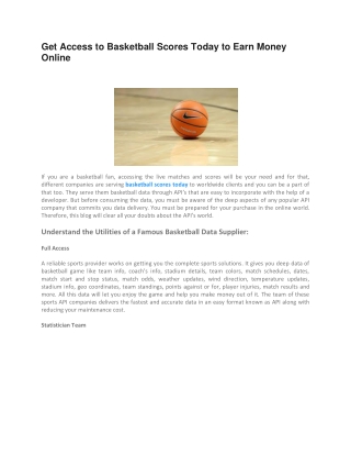 Get Access to Basketball Scores Today to Earn Money Online