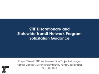 STIF Discretionary and Statewide Transit Network Program Solicitation Guidance