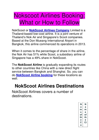 Nokscoot Airlines Booking