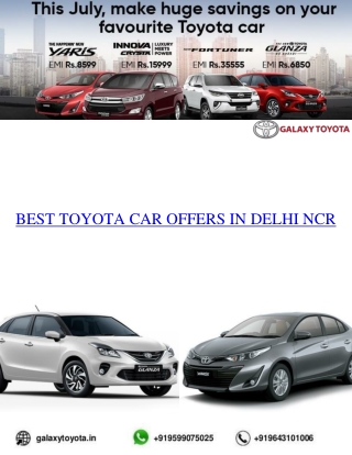 Best Toyota Car offers in Delhi NCR for the month of July