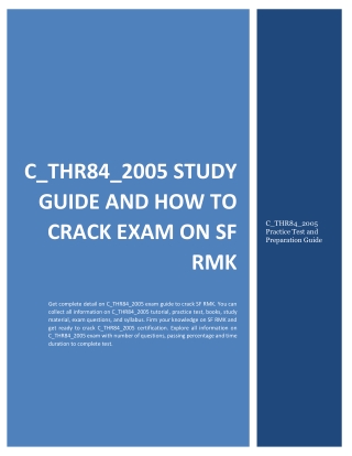 C_THR84_2005 Study Guide and How to Crack Exam on SF RMK