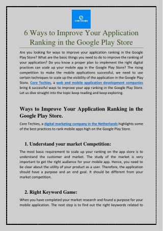 6 Ways to Improve Your Application Ranking in the Google Play Store