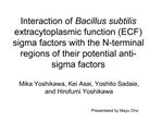 Interaction of Bacillus subtilis extracytoplasmic function ECF sigma factors with the N-terminal regions of their potent