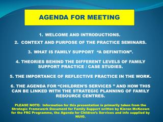 AGENDA FOR MEETING