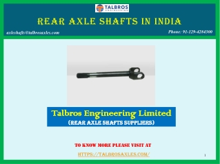 Get Rear Axle Shafts In India