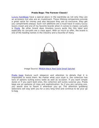 Prada Bags: The Forever Classic!