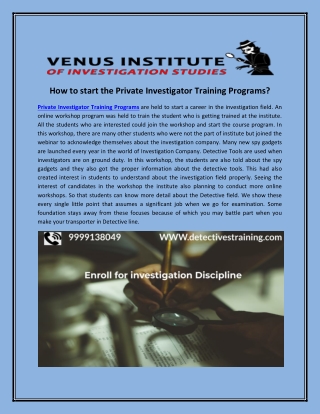 How to start the private investigator training programs