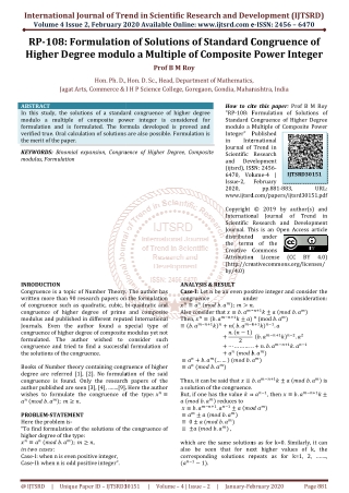 RP 108 Formulation of Solutions of Standard Congruence of Higher Degree modulo a Multiple of Composite Power Integer