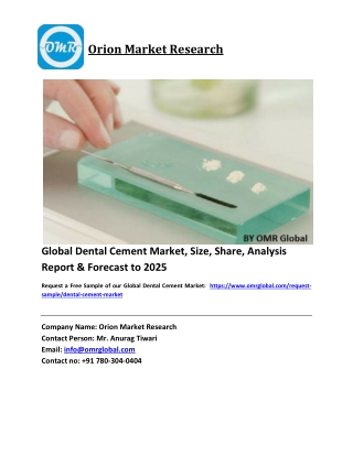 Global Dental Cement Market Trends, Size, Competitive Analysis and Forecast 2019-2025