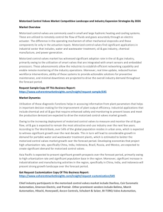 Motorized Control Valves Market Competitive Landscape and Industry Expansion Strategies By 2026