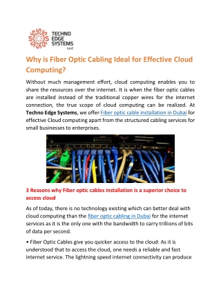 Why is Fiber Optic Cabling Ideal for Effective Cloud Computing?