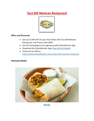 20% Off - Taco Bill Mexican Restaurant Altona North, Vic