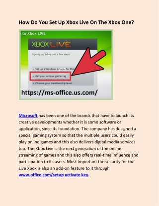 How Do You Set Up Xbox Live On The Xbox One?