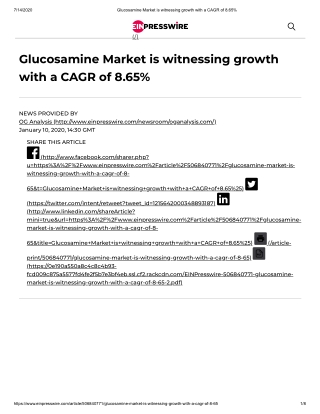 2020 Future of Global Glucosamine Market Size, Share and Trend Analysis Report to 2026