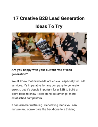 17 Creative B2B Lead Generation Ideas To Try