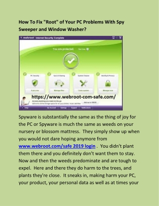 How To Fix "Root" of Your PC Problems With Spy Sweeper and Window Washer?