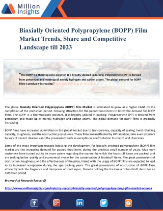 Biaxially Oriented Polypropylene (BOPP) Film Market Trends, Share and Competitive Landscape till 2023