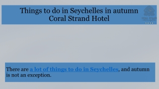 Things to do in Seychelles in autumn by Coral Strand Hotel