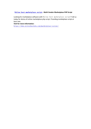 Online best marketplace script - Multi Vendor Marketplace PHP Script