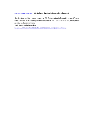 online game engine - Multiplayer Gaming Software Development