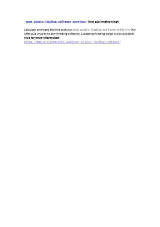 open source lending software services - Best p2p lending script