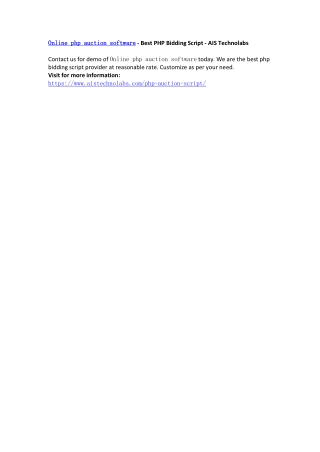 Online php auction software - Best PHP Bidding Script - AIS Technolabs