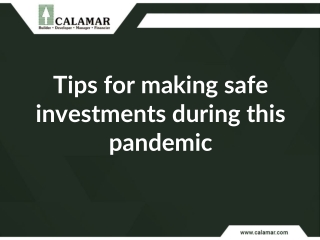 Tips for making safe investments during this pandemic