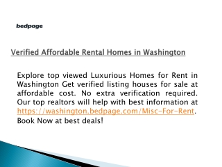 Get Verified Affordable Rental Homes in Washington