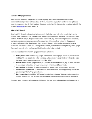 Learn the WPFgauge controls