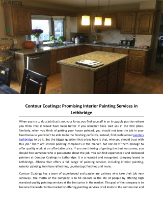 Contour Coatings: Promising Interior Painting Services in Lethbridge