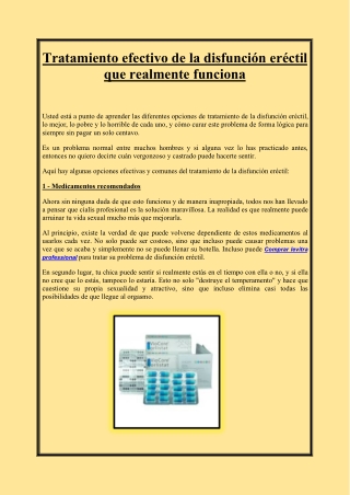 Tratamiento efectivo de la disfunción eréctil que realmente funciona