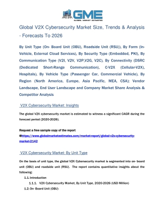 Global V2X Cybersecurity Market Size, Trends & Analysis - Forecasts 2026