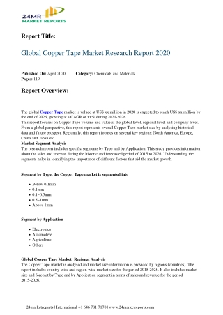 Copper Tape Market Research Report 2020