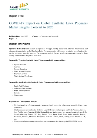 Synthetic Latex Polymers Market Insights, Forecast to 2026