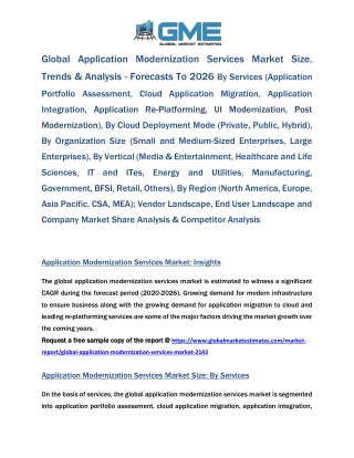 Global Application Modernization Services Market Size, Trends & Analysis - Forecasts 2026