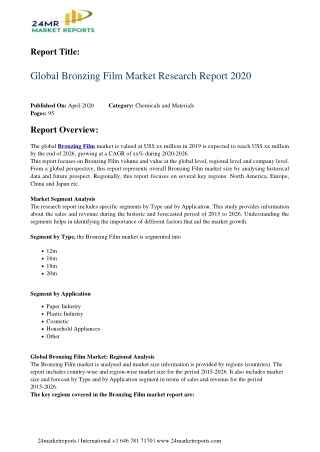 Bronzing film to witness attractive growth opportunities