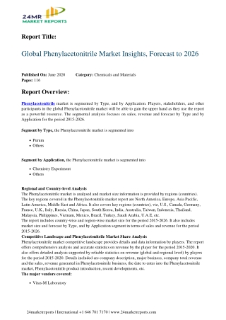 Phenylacetonitrile to witness attractive growth opportunities